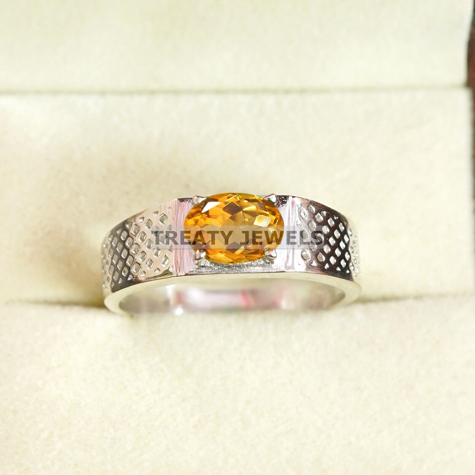 

Citrine Oval Cut Gemstone With 925 Sterling Silver Ring For Men s #A950 JL375669219435 4-16 US срібний