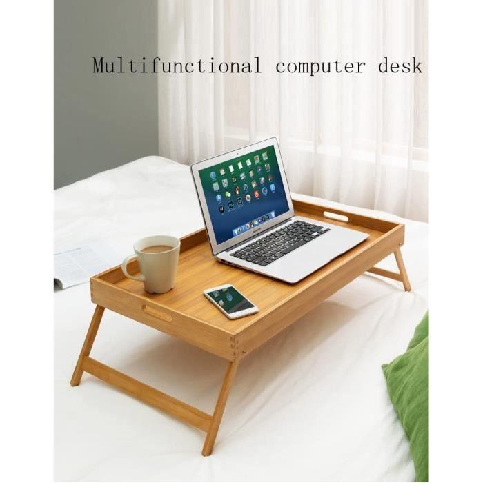 Bureau De Sable pour Ordinateur Portable Pliable en Bambou pour Lit De Petit-Déjeuner, Table Petit Dejeuner, Plateau en Bois a[353]