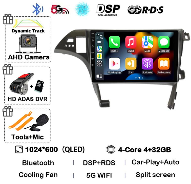 Android 14 Carplay Auto For Toyota Prius XW30 2009 2010 2011 2012 2013 2014 2015 Car Radio GPS Stereo Multimedia Player BT DSP