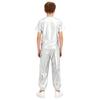 Children‘s Unisex Metallic Glitter Performance Set Short Sleeve Crew Neck Top with Bottoms for Dance Party Costume Dress Up