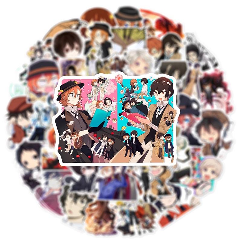 50pcs Bungo Stray Dogs Stickers Reusable Decor For Laptop Trolley Case Graffiti