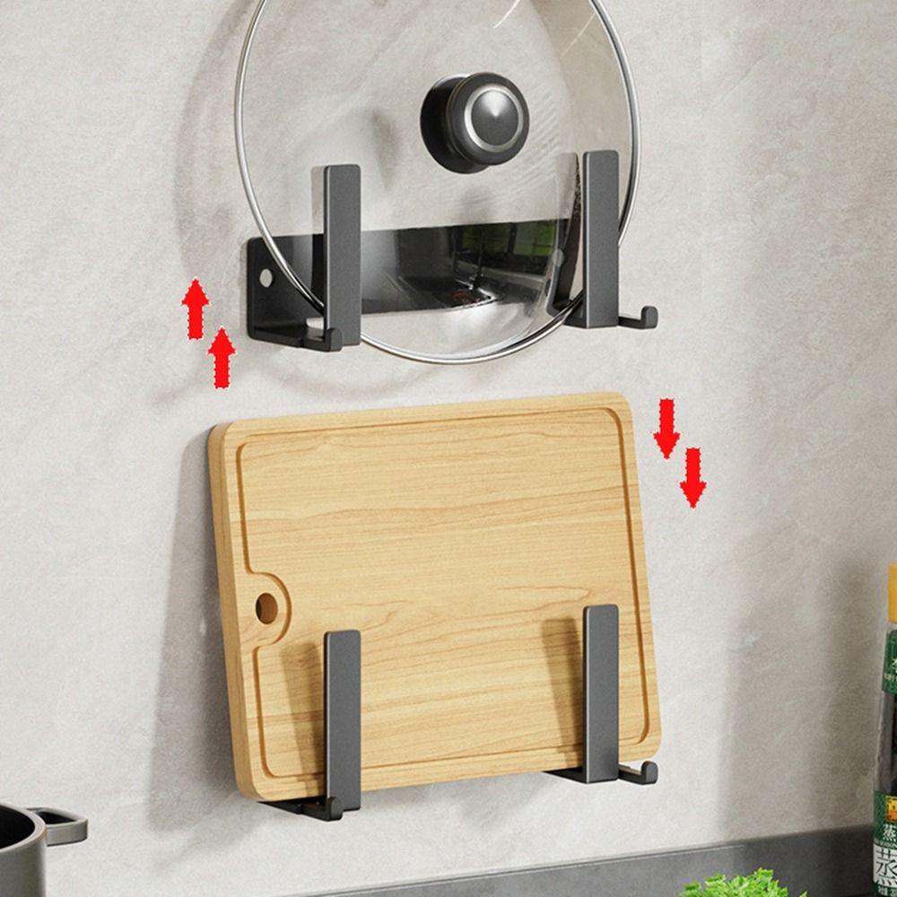 Black Cutting Board Storage Rack Punch-free Pot Lid Storage Holder Durable Pot Lid Rack  for Home