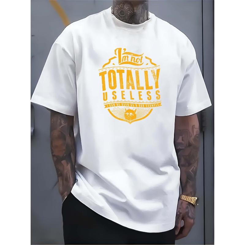 

European Size Men s Pure - Polyester White T - shirt: Not Totally Useless - Quirky Wisdom Tee 4XL білий