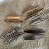 2pcs Metal Bangs Broken Hair One Word Duck Bill Shape Side Makeup Small Female Hairpin Hollow Gold and Silver Clip
