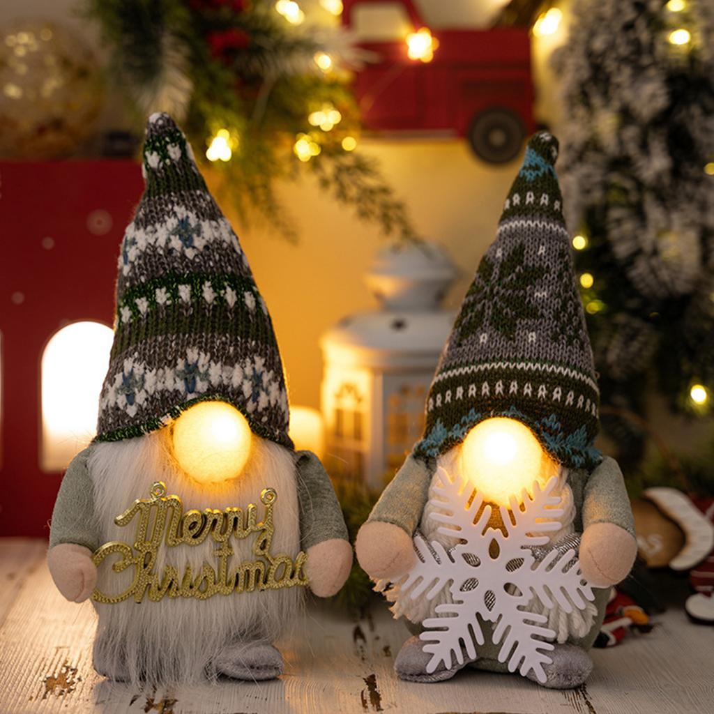 Swedish Gnome Tomte Ornament with Light Long Hat Cute Christmas Dwarf Decoration for Holiday Home Thanksgiving Female