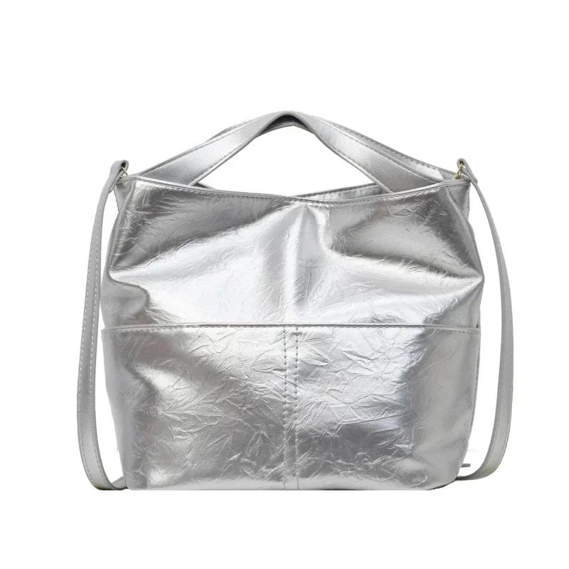 

Style Designer Solid Simple Pu Bucket Hand Bags Fashion Large Capacity Versatile Commuting Shoulder Bags for Women