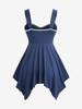 Rosegal Plus Size Lace Trim Lace-up Two Tone Handkerchief Tank Top