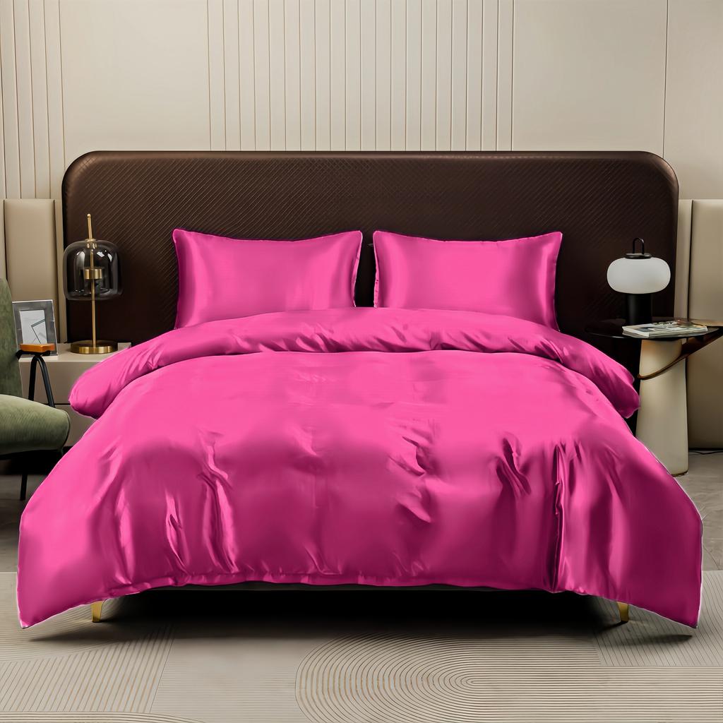 Kuup Satin Surface Duvet Cover Colored Bedding Set Queen Size Quilt Cover High Quality Skin-Friendly Fabric Bedding No Sheet