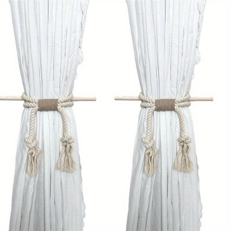 

2 шт. 1 ПАРА Шторы из хлопковой веревки ручной работы в богемном стиле, неперфорированные подхваты для штор, оригинальные аксессуары для штор Su Feng Other белый