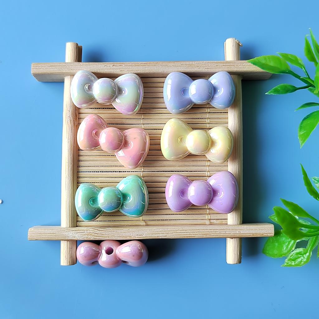 200pcs Mixed AB Color Acrylic Bowknot Bows Tie Beads Charms DIY Earring Bracelet Keychain Jewelry Pen Beads Making