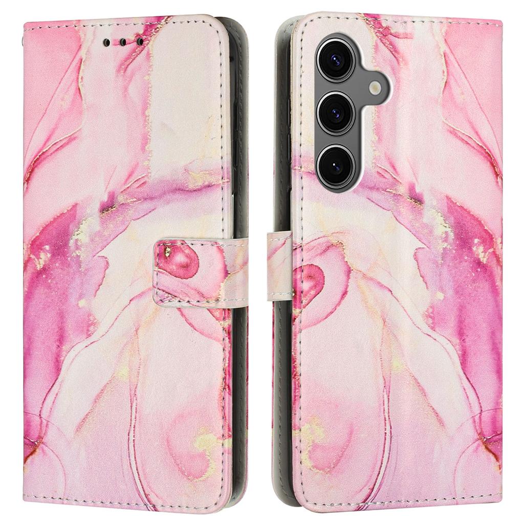 For Samsung Galaxy A15 5G/A15 4G Stand Case Marble Pattern PU Leather Wallet Phone Cover with Wrist Strap