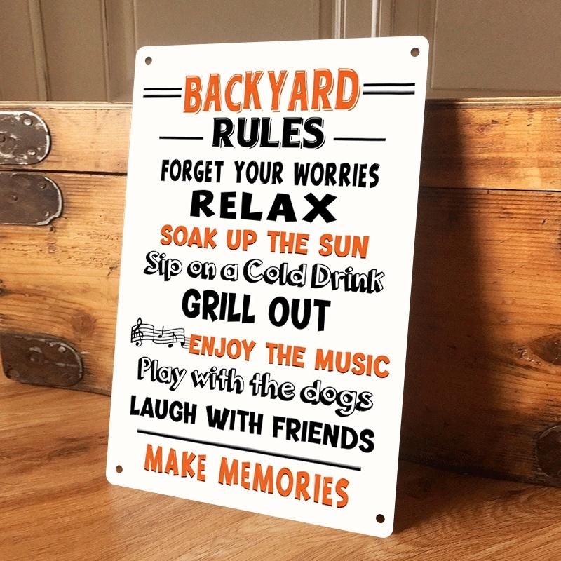 

1 piece. Backyard wrought iron wall decoration, vintage wrought iron plaque with inspirational quotes, suitable for outdoor cour (as the picture,20x30cm)