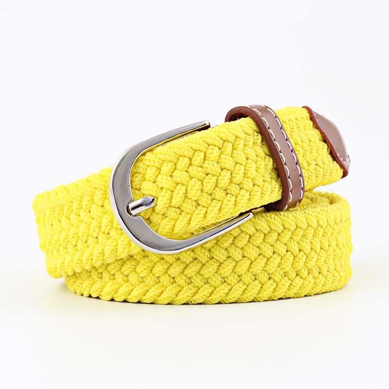 Unisex Youth Elastic Woven Canvas Leather Belt