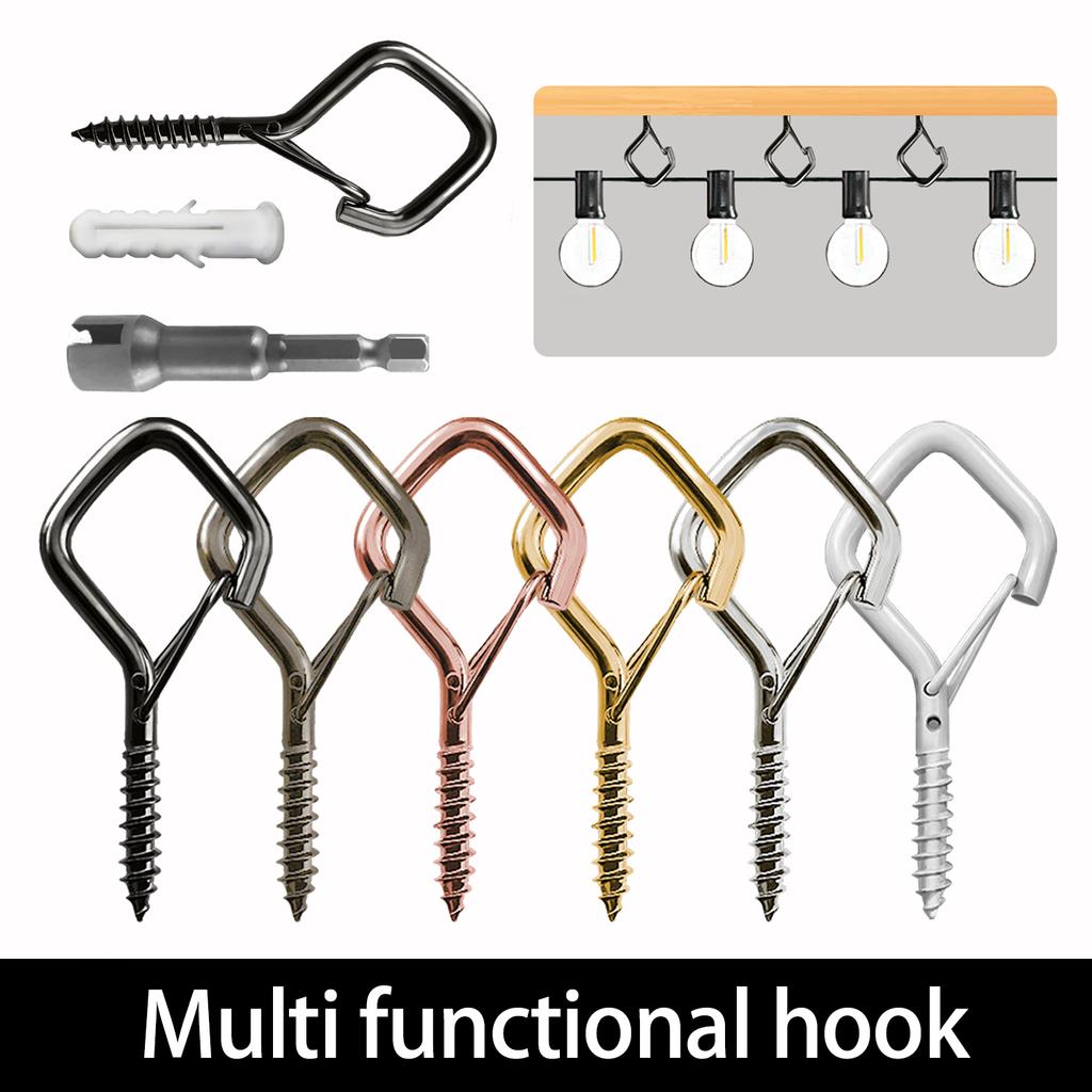 5-60Pcs Square Snap Safety Hooks Multiple Color Hook Sturdy Anti-Drop Hanging For Fixing String Lights Hanging Potted Plants