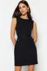 Women's Fashion Casual Sleeveless Mini Multicolor Tulle Fitted Body-Fitting Mini Gathered Zero Sleeve Flexible Knitted Dress