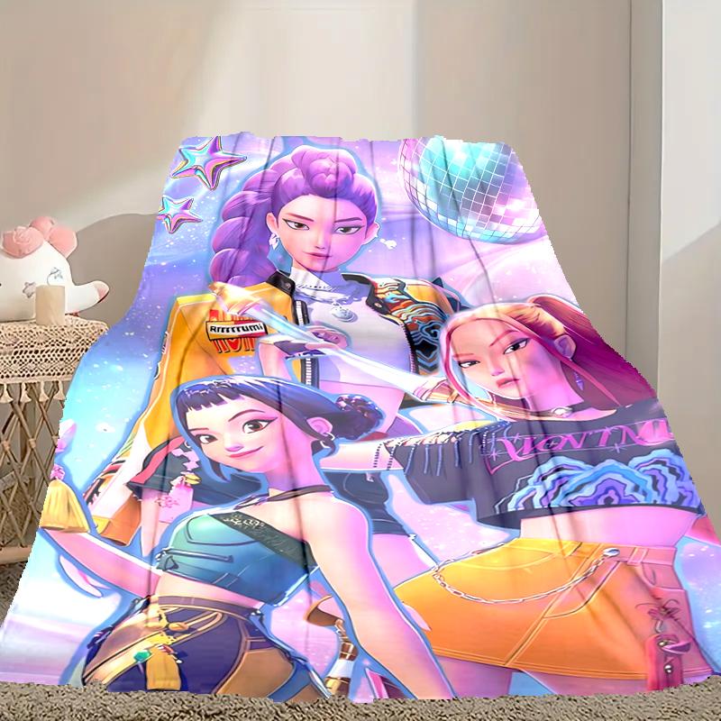 1pc Easy-Care Kpop Demon Hunters Blanket, Perfect for Couch, Bed, Home, Travel & More, Warm & Durable Printed Blanket