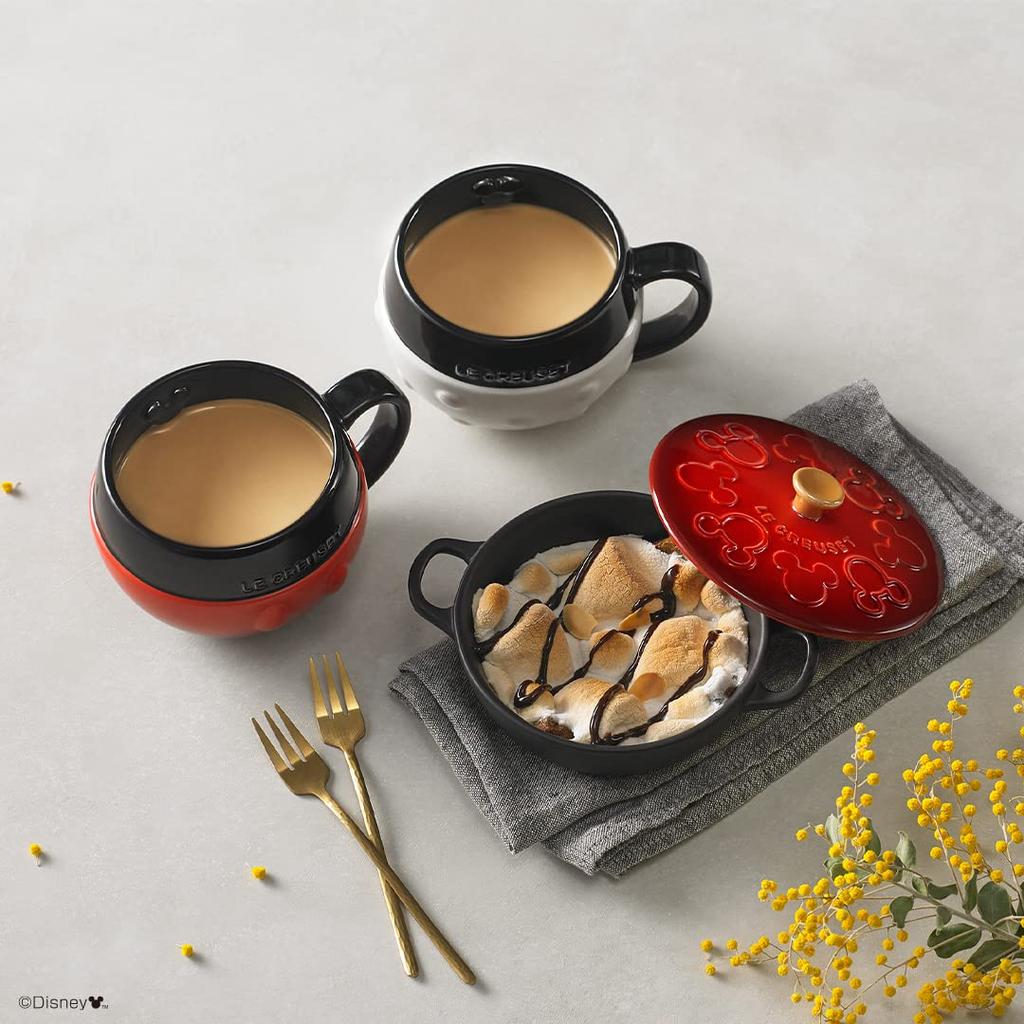 Le Creuset Disney Mickey Mouse Mini Cherry Red and Matte Black Japanese Marmite, [Official Product]