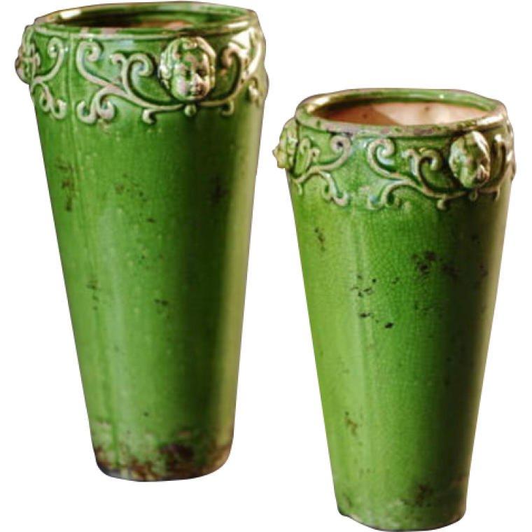 Rustic Green Ceramic Vase 18x35 Cm
