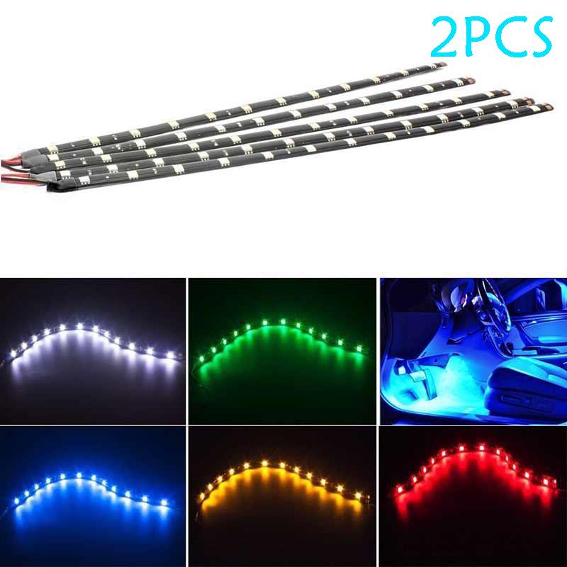 Buy 2pcs 30cm 12V 15 LED Car Auto Motorcycle Waterproof Strip Lamp