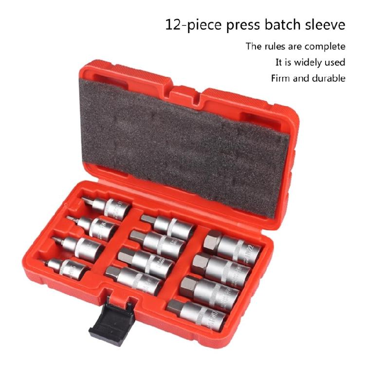 12x Hex Bit Socket Set Screwdriver Bit Allen Key Socket Set 1/2" Converters
