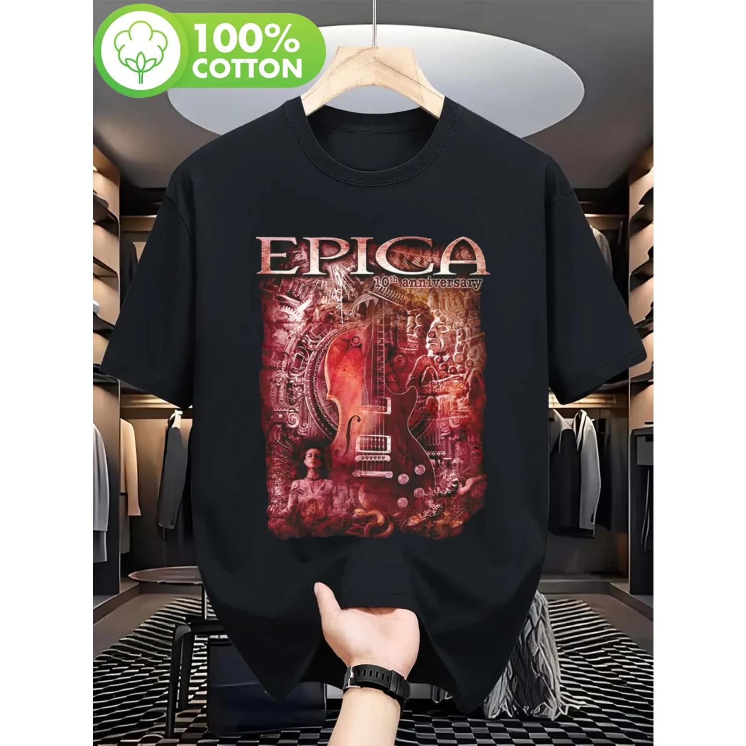

Epica Band Printed T-shirt Unisex - Album Pattern Printed Concert, Fitness, and Daily Wear - Machine Washable S чёрный
