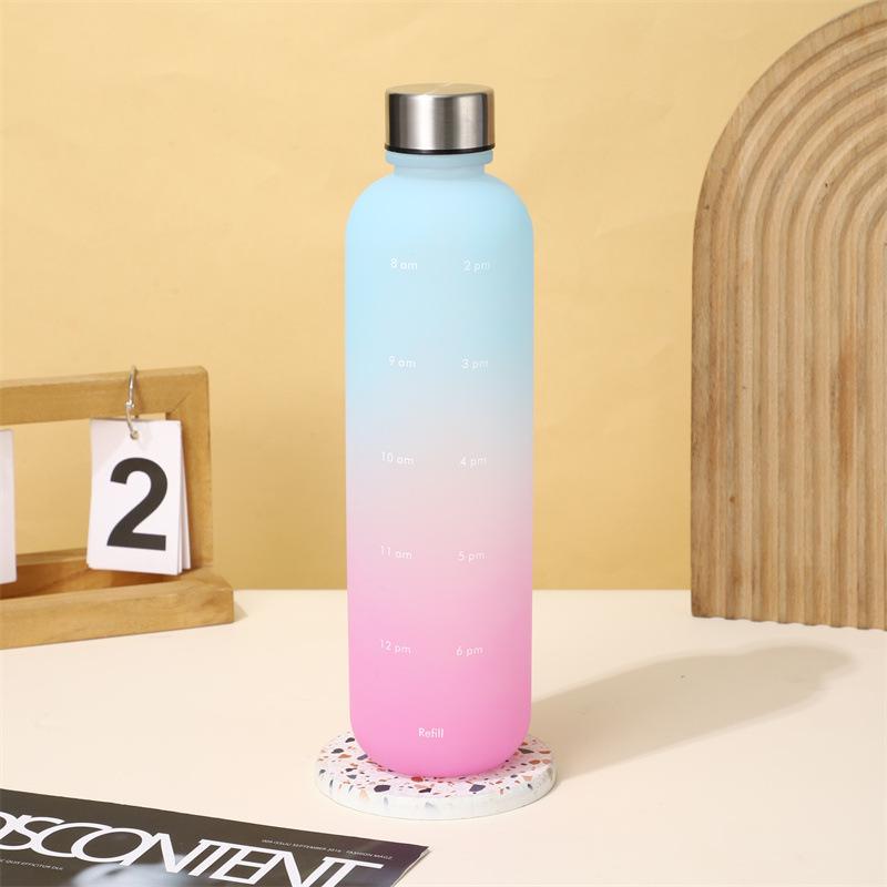 Gradient Color Large Capacity Frosted Sports Water Bottle - Portable and Stylish for Outdoor Use