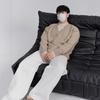 Men's Casual Knit Sweater Coat: Trendy Frayed Faux Two-Piece Design for Autumn/Winter, American Brand, Lazy Style.