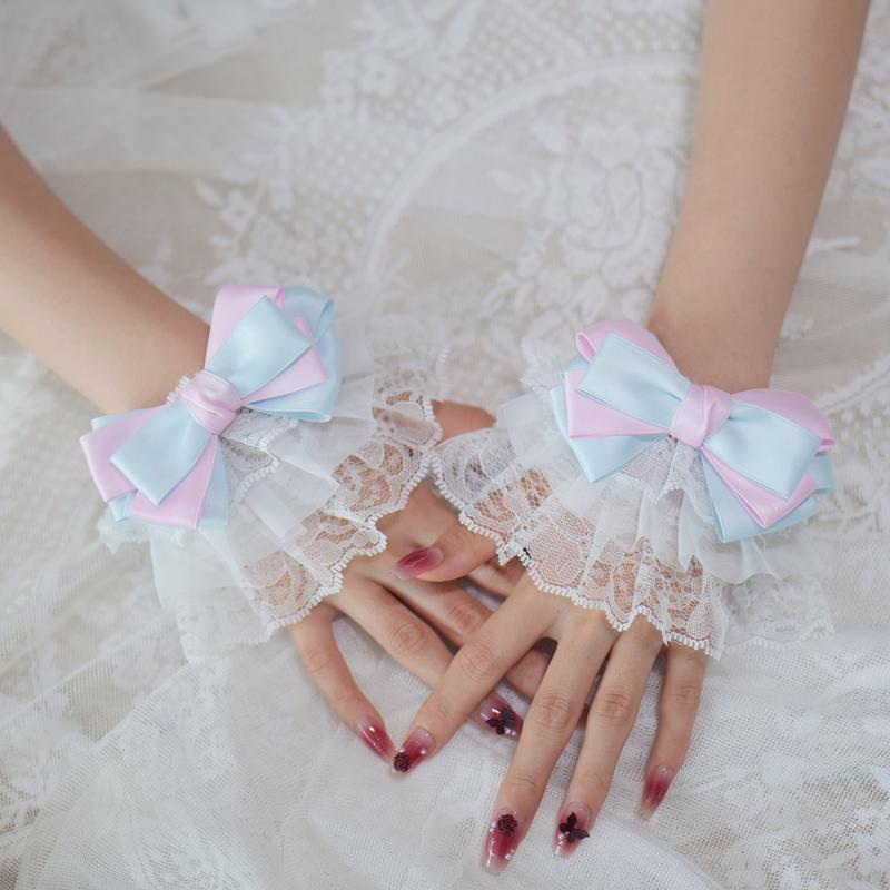 Sweet Cute Wrist Cover Hand Sleeves Detachable Fake Flared  Cuff Elastic Sweater Blouse Decorative Sleeves Cosplay Accessory