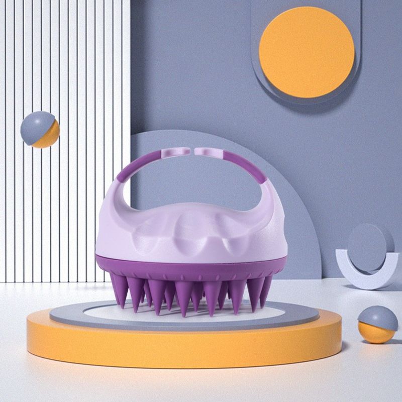 Escova de Shampoo de Silicone Portátil Manual Redonda Macia Massagem Couro Cabeludo Escova de Cabelo