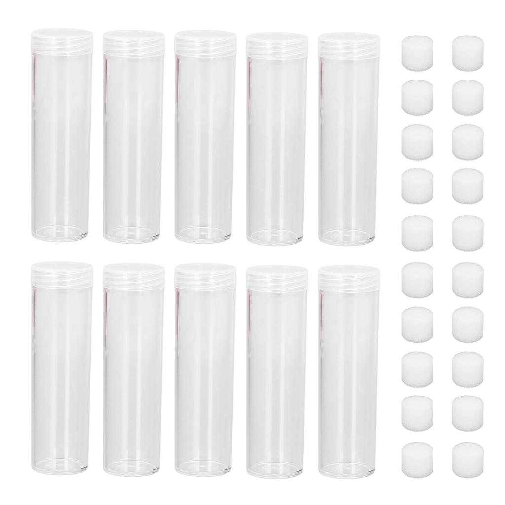 Round Clear Coin Tube Plastic Coin Storage Tubes with Cushion Sponge for 25mm 0.98in Coins Collection