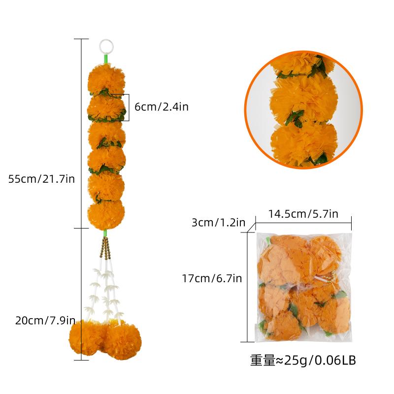 Marigold Flower Halloween Garland Mexican Day Of The Dead Party Decor Plastic Artificial Flowers Indian Diwali Festival Wreath