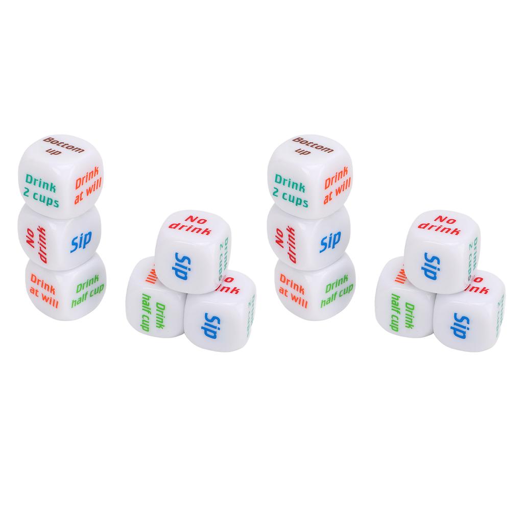 12PCS English Wine Order Dice White Dice Props Plastic Dice Toy for Bar Home Party
