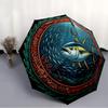 Ocean Emblem pattern umbrella, portable and foldable design, 8 ribs, a casual accessory for Halloween, Christmas, and birthday gifts.