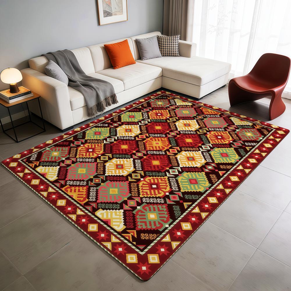 Retro bohemian floral plaid vintage hogar Bedside Rug Kitchen Bath Floor Mat Hallway Balcony Carpet Entrance Doormat Decor Home