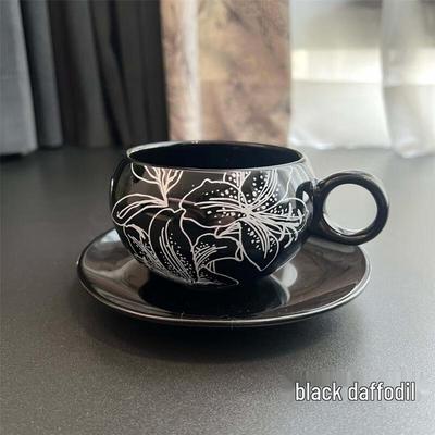 Uto Retro Ceramic Coffee Cup and Saucer Set