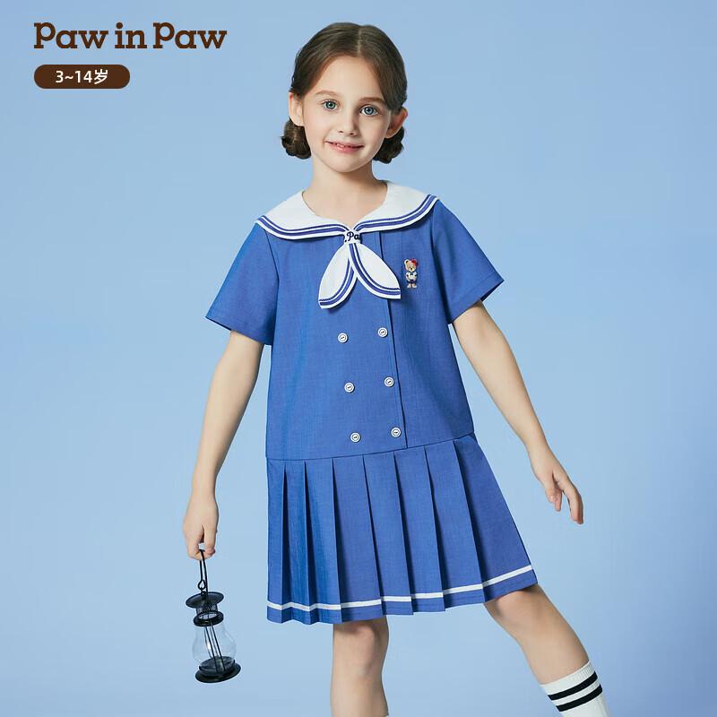 PawinPaw Girls  Navy Collar Pleated Dress 120
