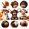3 Halloween Highland Cow Statues, Cute Ghost Decorations, Hooded and Mummy Cow Statues with Pumpkin Decorations, for Layered Tra