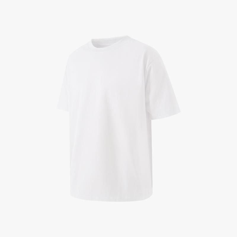 Men's Japanese Style 310g Heavy Cotton Loose T-Shirt - Solid Color, Round Neck, Short Sleeves