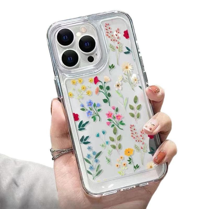 Simple Flower Case for iPhone 17/16 Pro Max/15 Pro/14/13 - Transparent and Girly Design