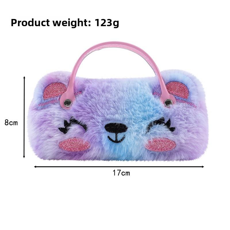 New plush cartoon glasses case: bear, koala, unicorn styles. Kids hand/coin bag, portable, pressure-resistant, foldable,  handy!