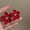 Vintage Gold Matte Texture Flower Stud Earrings for Women Girls Exaggerated Metal Irregular Earrings Jewelry Gifts