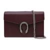Portafoglio a Catena in Pelle Dionysus Rosso Borgogna Testa di Tigre di Cristallo Hardware Borsa a Tracolla Clutch per Donne Pendolarismo Quotidiano 401231-CAOGN-6886