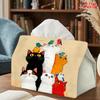 2D Flat 1pc, Tissue Box. Cat And Bird Dance Pattern Napkin Dispenser, Reusable, Daily Desktop Tissue Organizer, Suitable for Kitchen Living Room Bedro