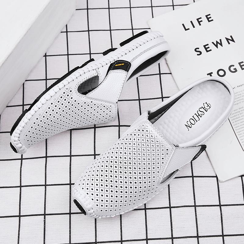 Men Half Loafers Mens Slip On Shoes Men Casual Genuine Leather Breathable Driving Slippers Brand Men's Shoes Moccasins For Man