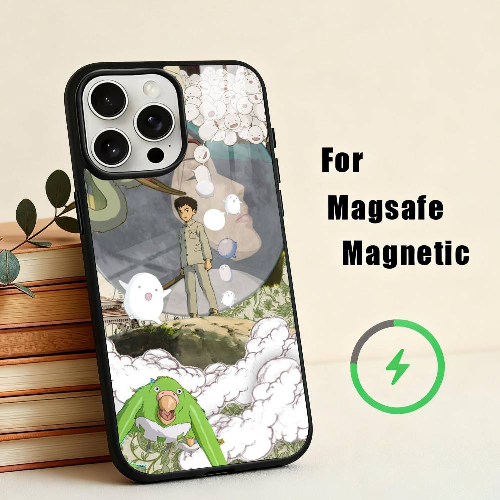 T-The Boy and the Heron Anime Phone Case For iPhone17,16,15,14,13,12,11 Plus,Pro Max Magnetic For Magsafe Wireless Charging