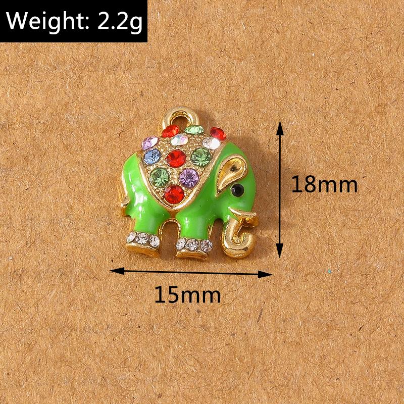 10pcs Enamel Crystal Rhinestones Animal Elephant Pendants Charms for Jewelry DIY Earrings Necklace Bracelet Accessories