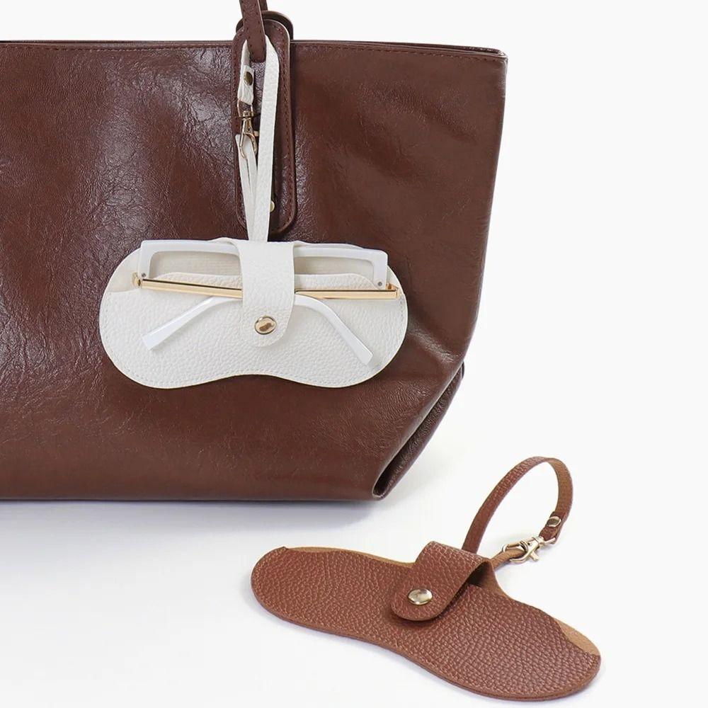 Portable Pu Leather Glasses Bag Dog Sunglasses Eyeglass Bag Hanging Glasses Storage Bag Female