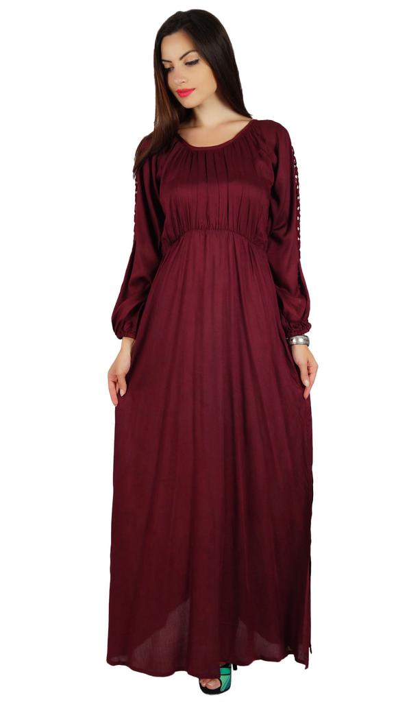 Bimba Women Boho Gothic Style Long Maxi Dress Lace Long Sleeves Gown