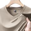 T-shirt da uomo taglie forti 9XL in seta ghiacciata con scollo a V a maniche corte, ad asciugatura rapida - Senza cuciture, leggera, traspirante, top sportivo estivo