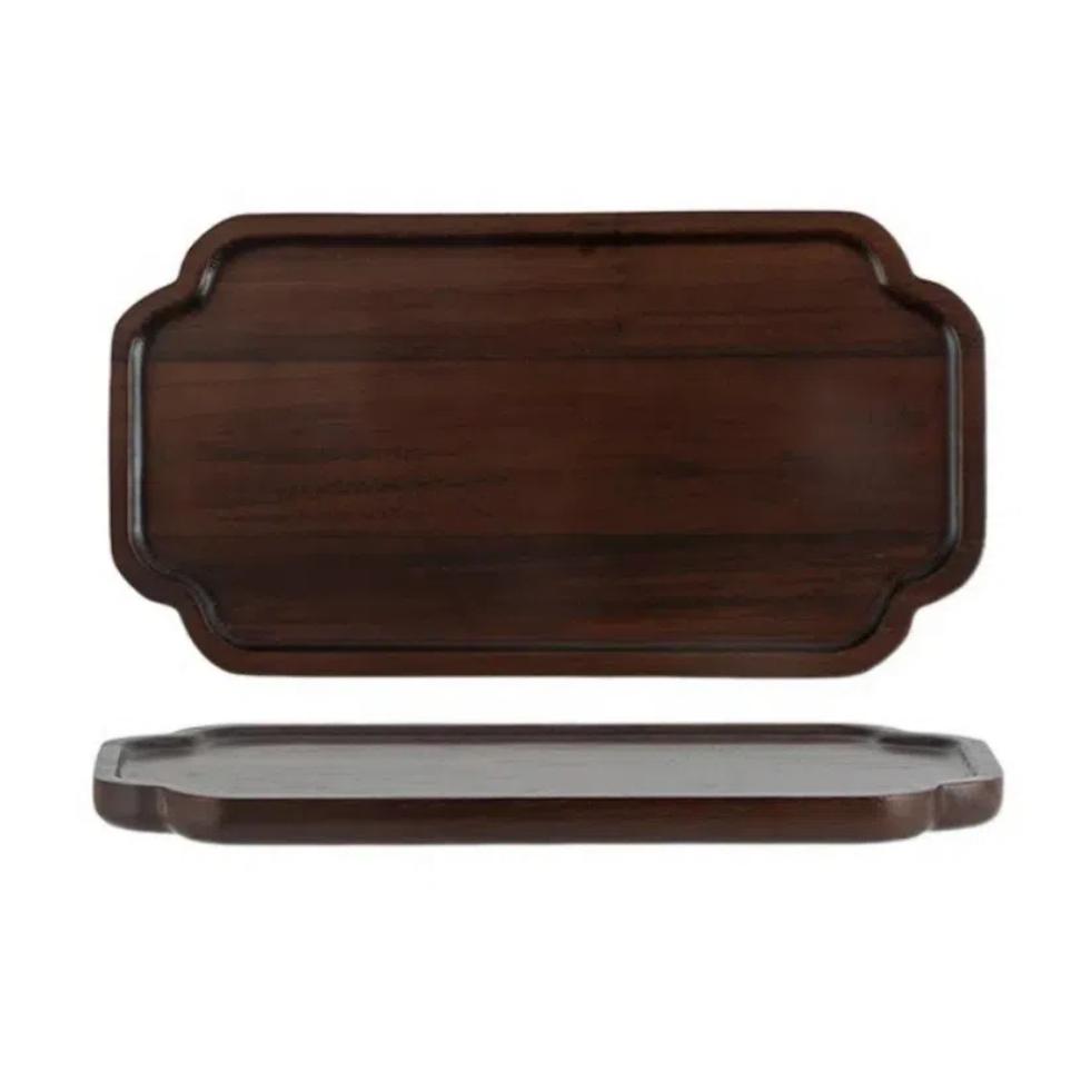 Solid Wood Black Walnut Tea Tray Household Kitchen Serving Platter  Kitchen Supplies